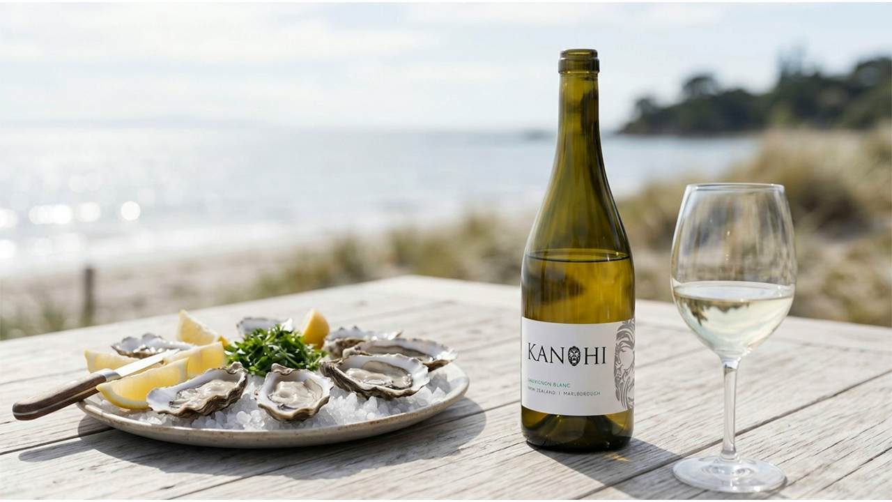 Kanohi Sauvignon Blanc with oysters